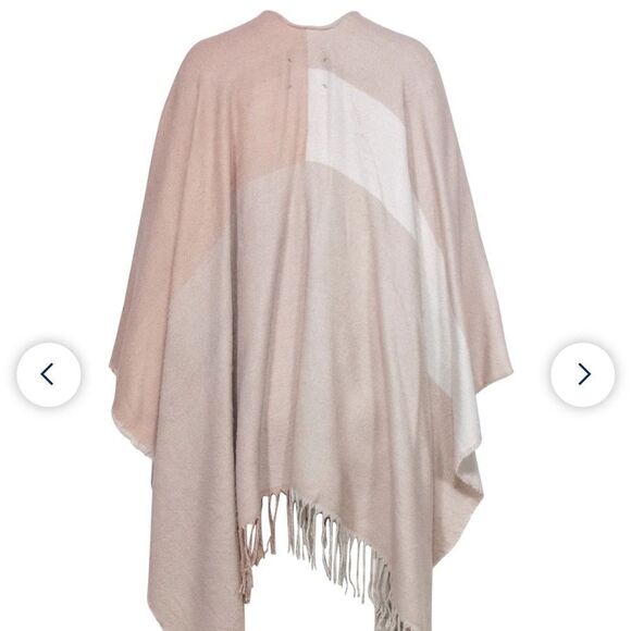 Soia & Kyo - Light Pink & Cream Colorblocked Open Poncho w/ Scarf Hem OS - Picture 3 of 3